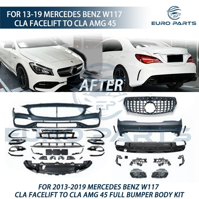 For 13-19 Mercedes Benz CLA Class W117 Upgrade to CLA 45 Front Rear Bumper Kit