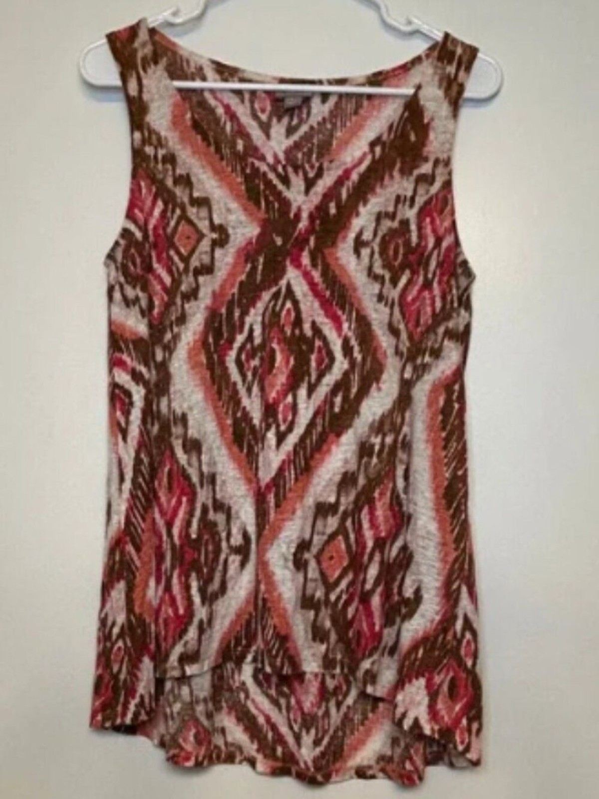J.Jill 100% Linen Ikat Geometric Sleeveless Top Size S