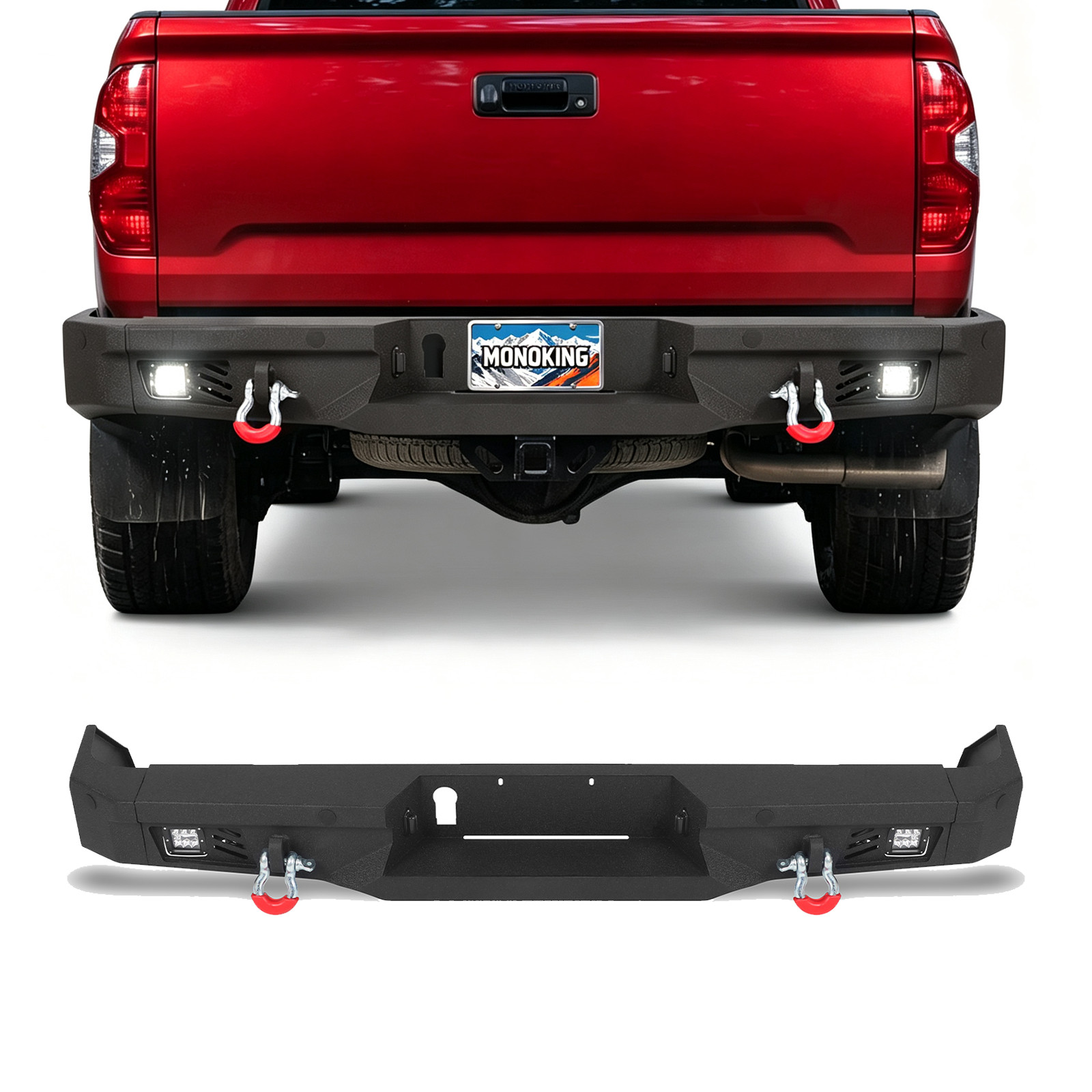Rear Step Bumper W/LED Lights Sensor Holes For 2014-2021 Toyota Tundra Textured