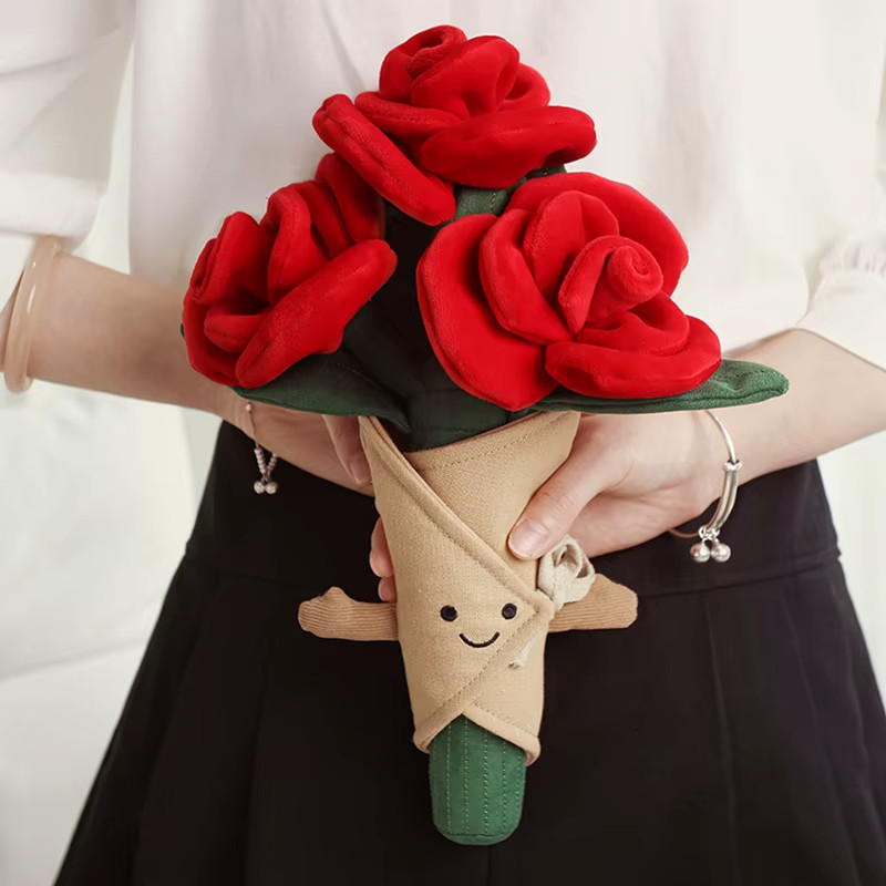 jellycat Amuseables Rose Bouquet Plush Soft Flower Stuffed Toy Gift
