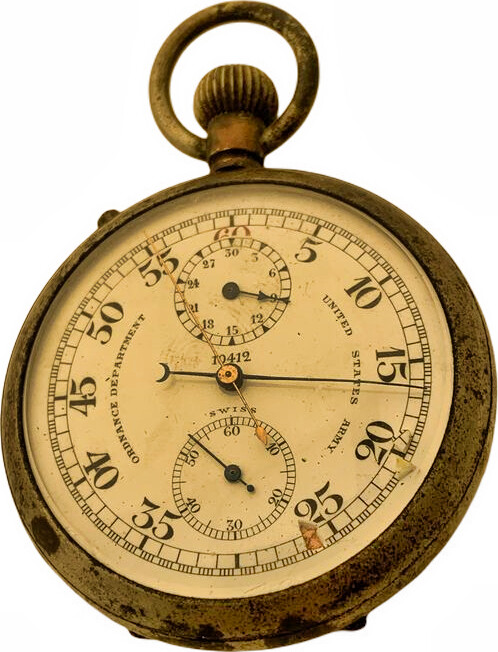 Vintage Chronograph US Army Ordnance Pocket Stop Watch Rose W. Co (Ed. Heuer) Vintage Chronograph US Army Ordnance Pocket Stop Watch Rose W. Co (Ed. Heuer)