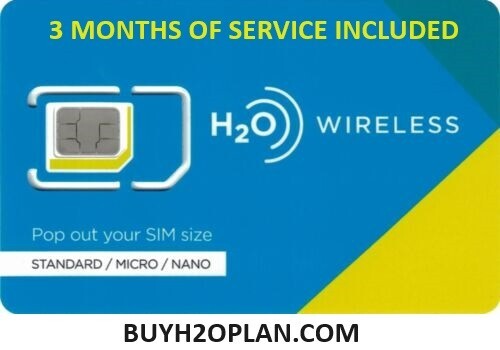 H2O Wireless SIM Card with 3-MONTH 30GB Data/Month $30 Month Plan