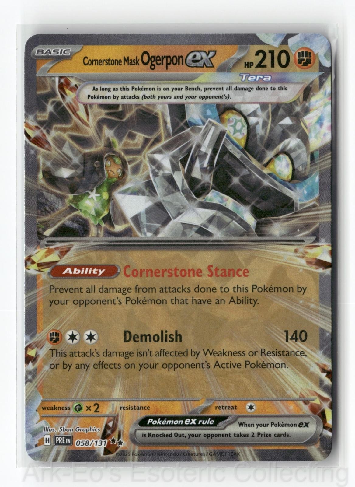Cornerstone Mask Ogerpon ex 058/131 Prismatic Evolutions RR NM Holo AAA - 014 Cornerstone Mask Ogerpon ex 058/131 Prismatic Evolutions RR NM Holo AAA - 014