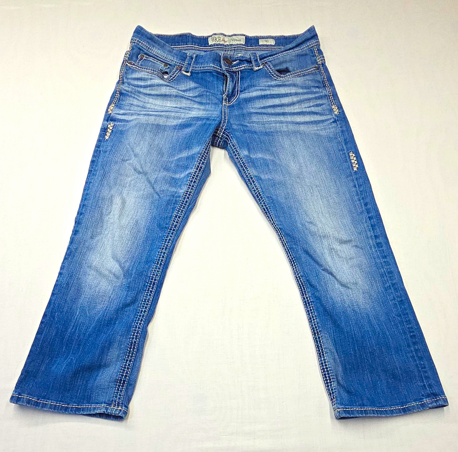 BKE Payton 30 Women’s Bootcut Jeans Blue Medium Wash Low Rise Stretch ABK529