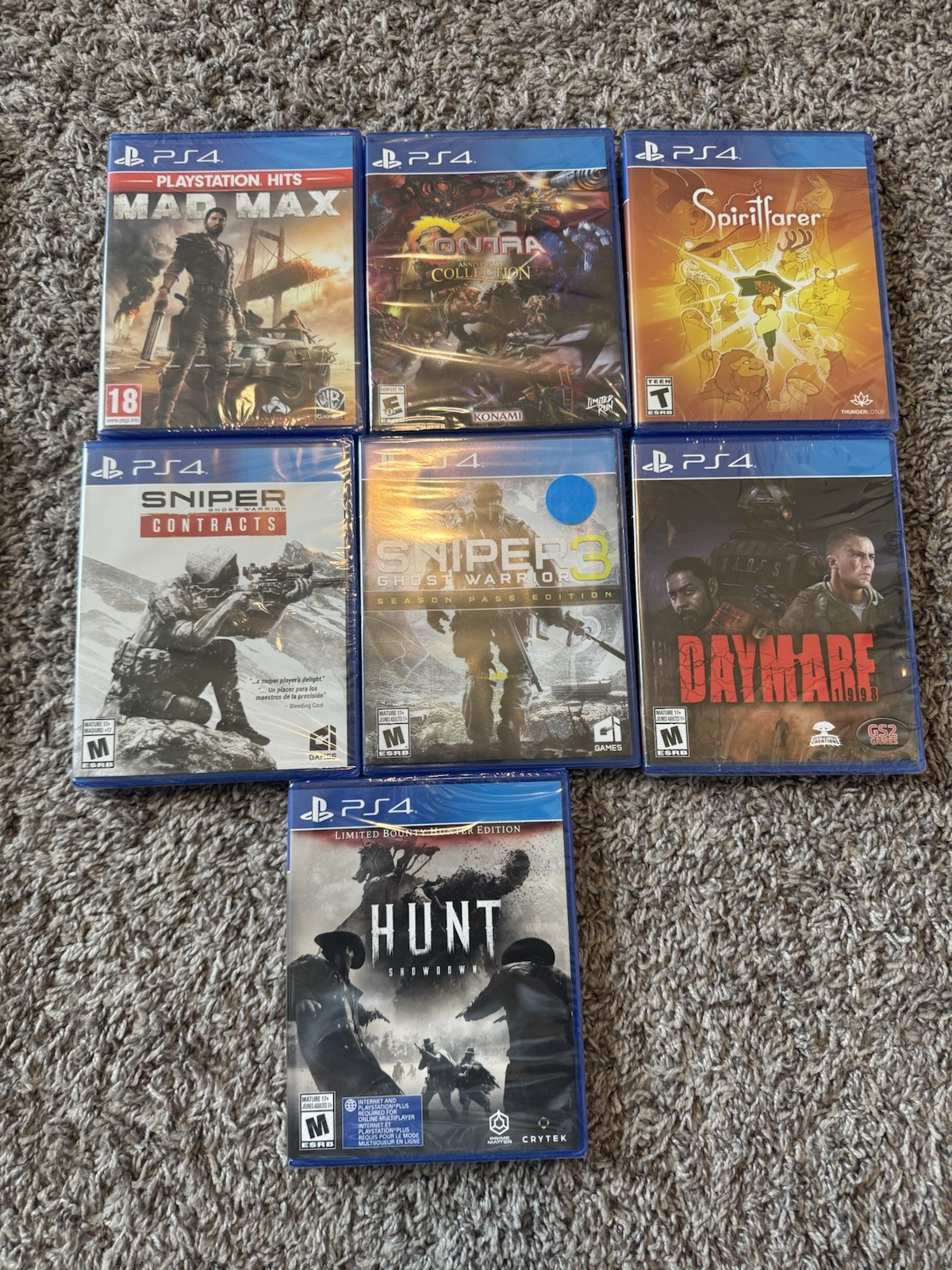 BRAND NEW PS4 GAME LOT MAD MAX CONTRA COLLECTION SPIRITFARER SNIPER CONTRACTS BRAND NEW PS4 GAME LOT MAD MAX CONTRA COLLECTION SPIRITFARER SNIPER CONTRACTS
