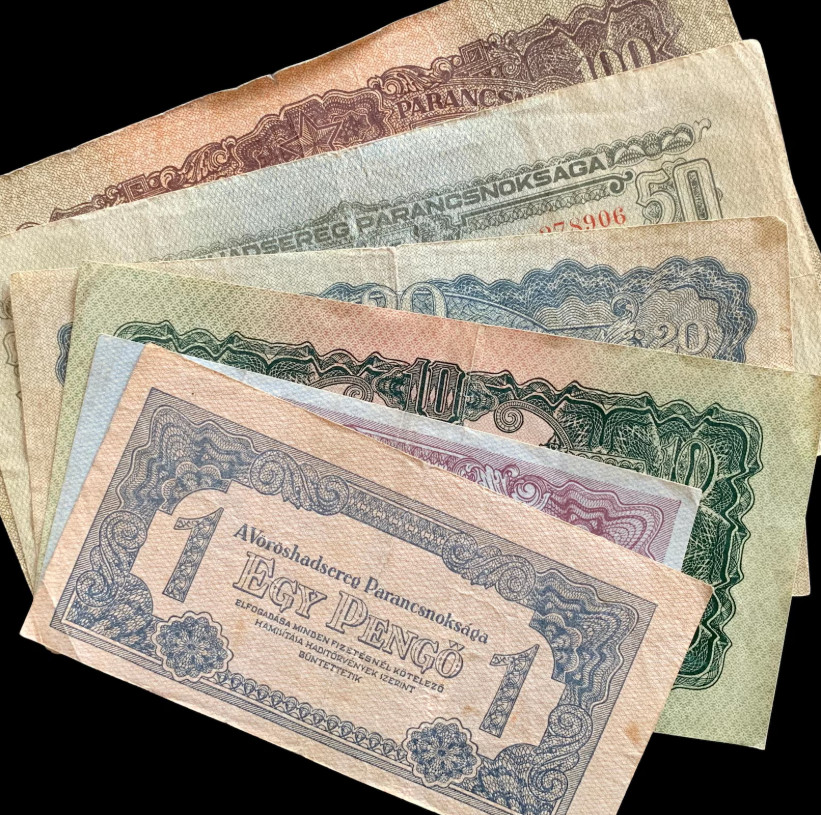 Red Army Pengő Set Hungary Russian Occupation 1944 F-VF Banknote Bundle