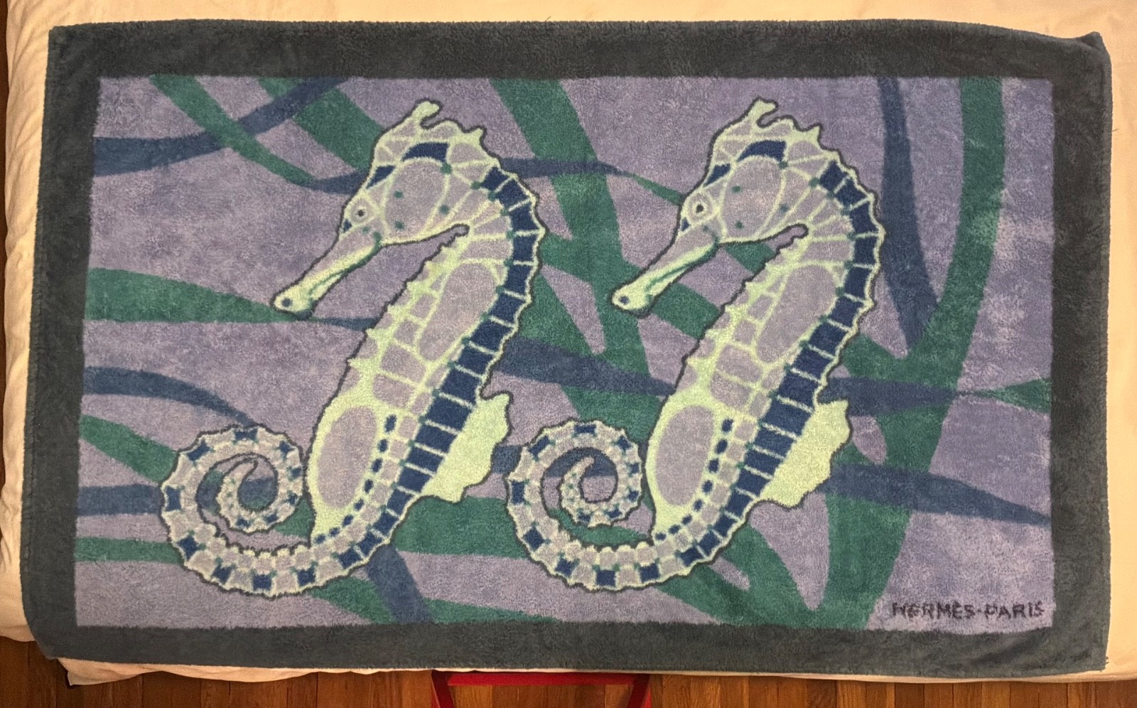 Vintage Hermes Hippocampes (Seahorses) Beach Towel Vintage Hermes Hippocampes (Seahorses) Beach Towel