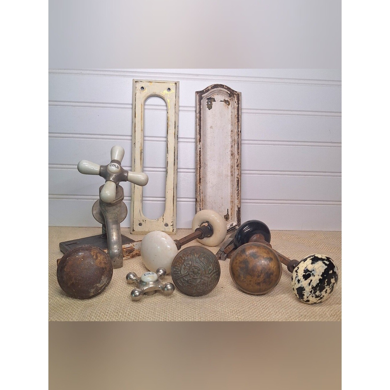 Antique Vintage Door Knobs Faucet Handles Brass Metal Architectural Salvage Lot