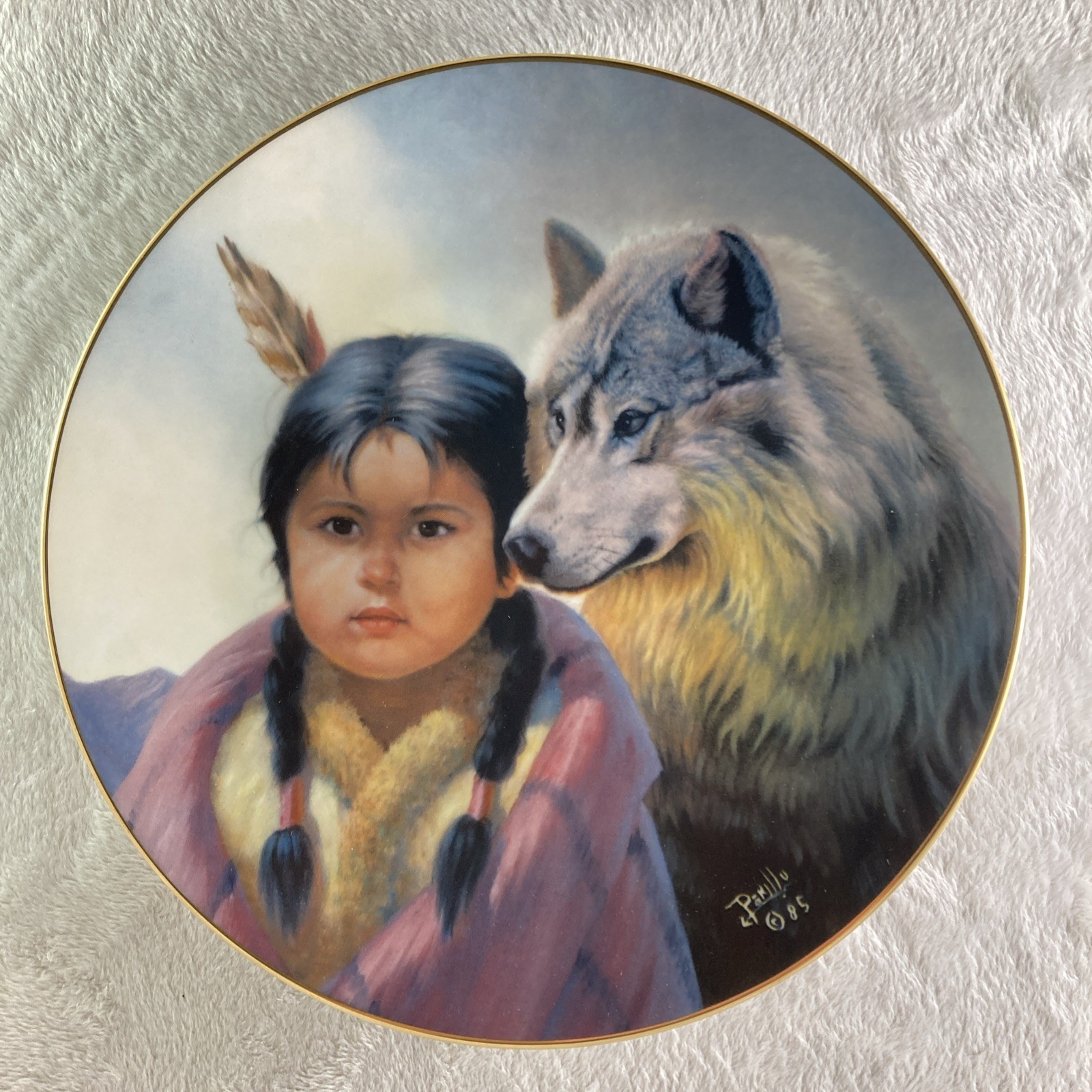 LOYAL ALLIANCE Plate Pride of America\'s Indians Native American Child & Wolf #5