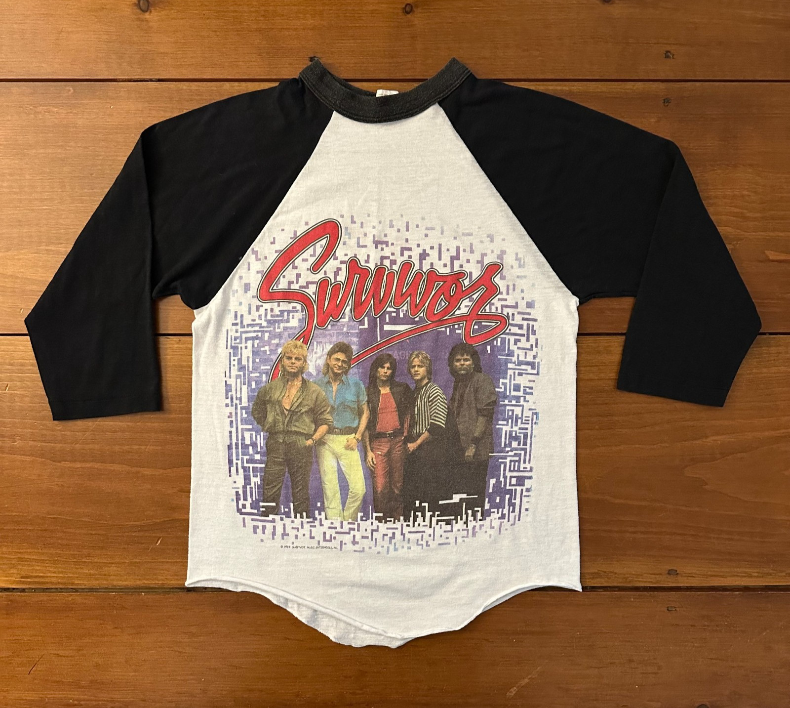 VTG 1984 Survivor Vital Signs Tour Single Stitch Raglan Made In USA Medium
