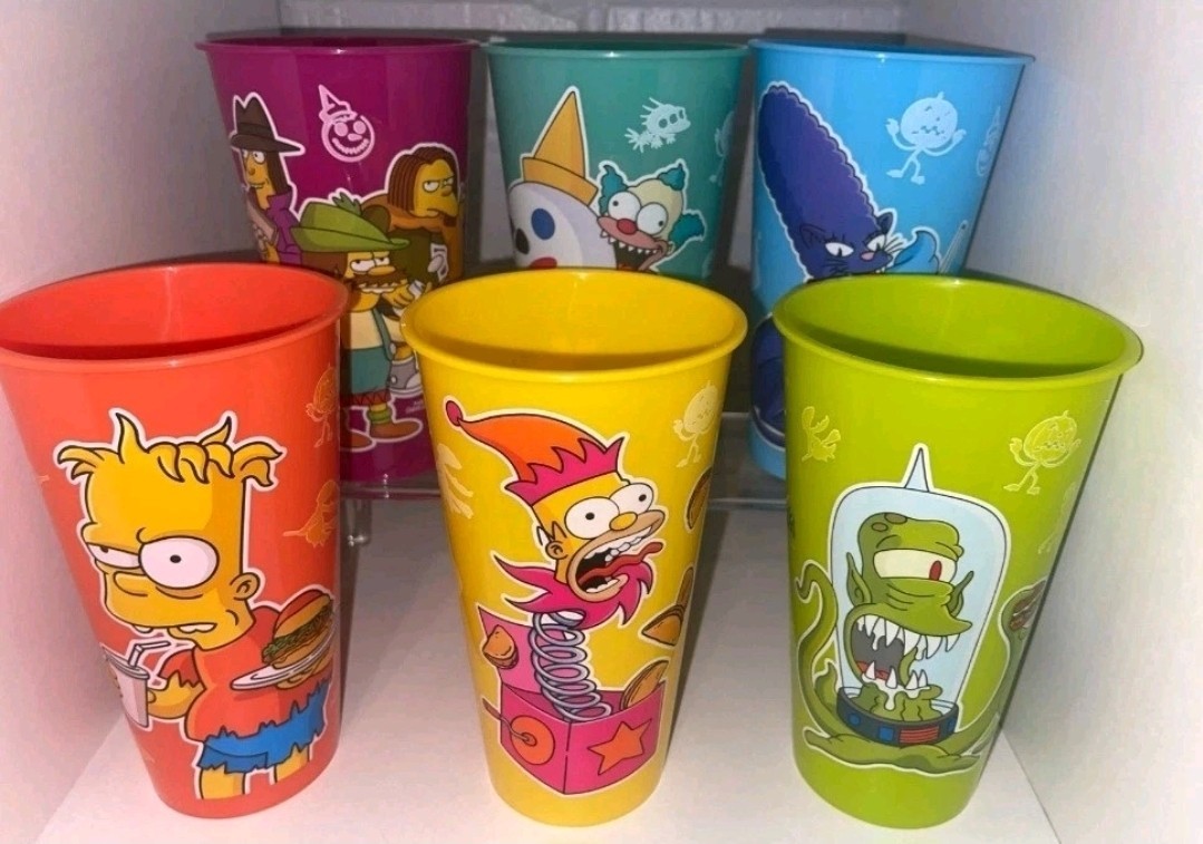 Jack in The Box Simpsons Collectable Cups 6 COMPLETE SET
