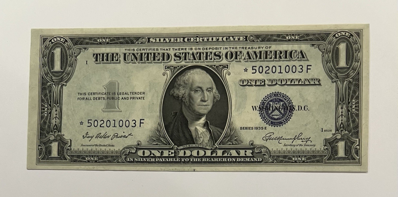 1935E $1 Silver Certificate Star Note Blue Seal No Motto Fr. 1614* Crisp UNC