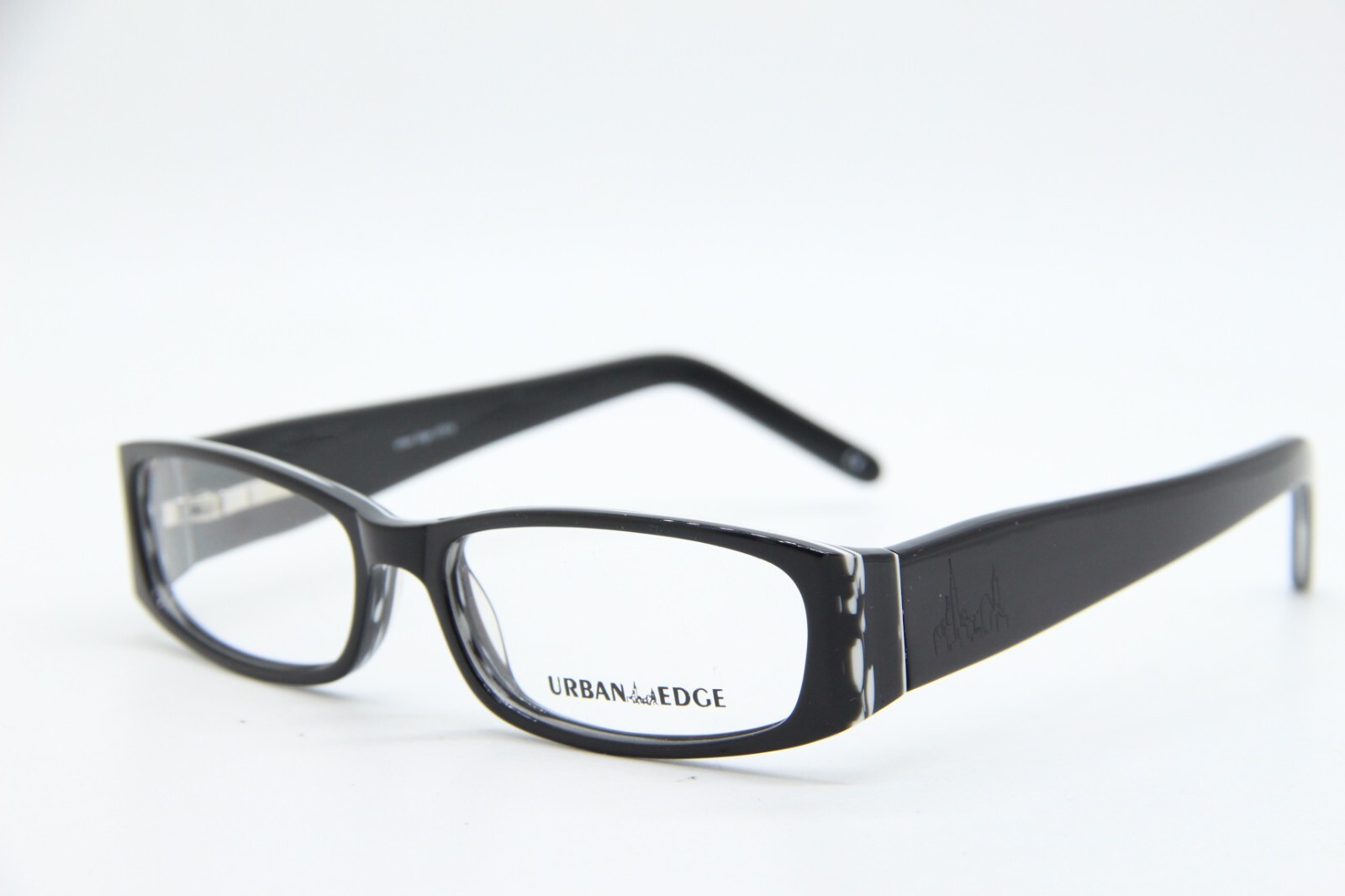 NEW URBAN EDGE U7318 ONYX/BONE BLACK WHITE AUTHENTIC EYEGLASSES 52-16