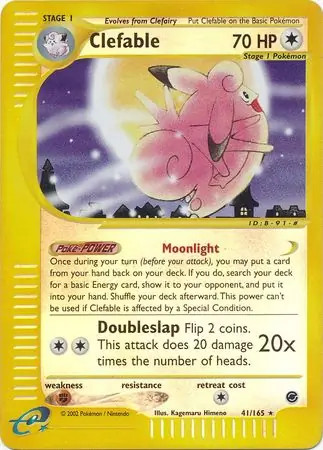 Clefable - 41/165 - Pokemon Expedition Reverse Holo Rare Card LP
