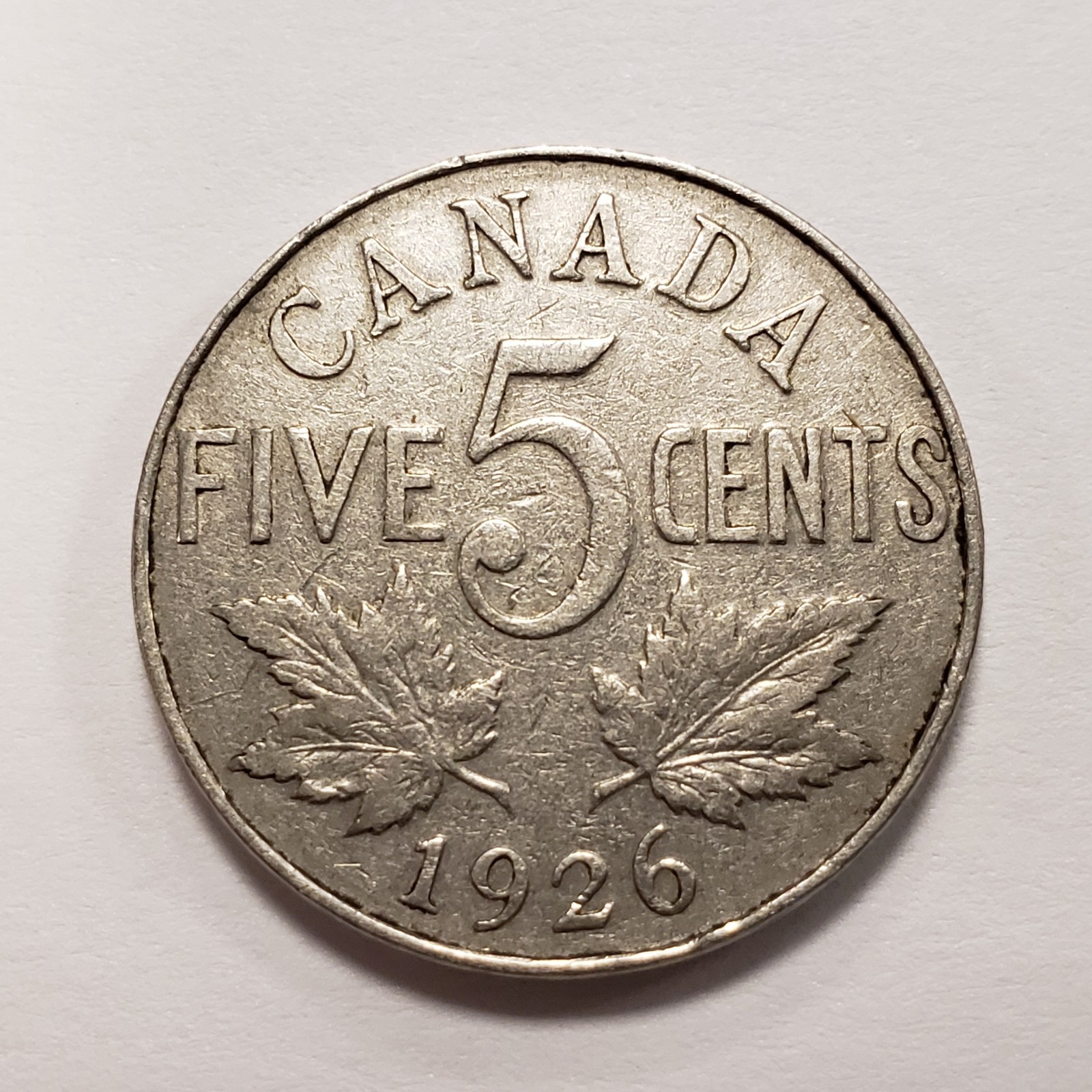 1926 5c Canada Five Cents Far 6 - KM29 - Key Date - SKU-Q5146