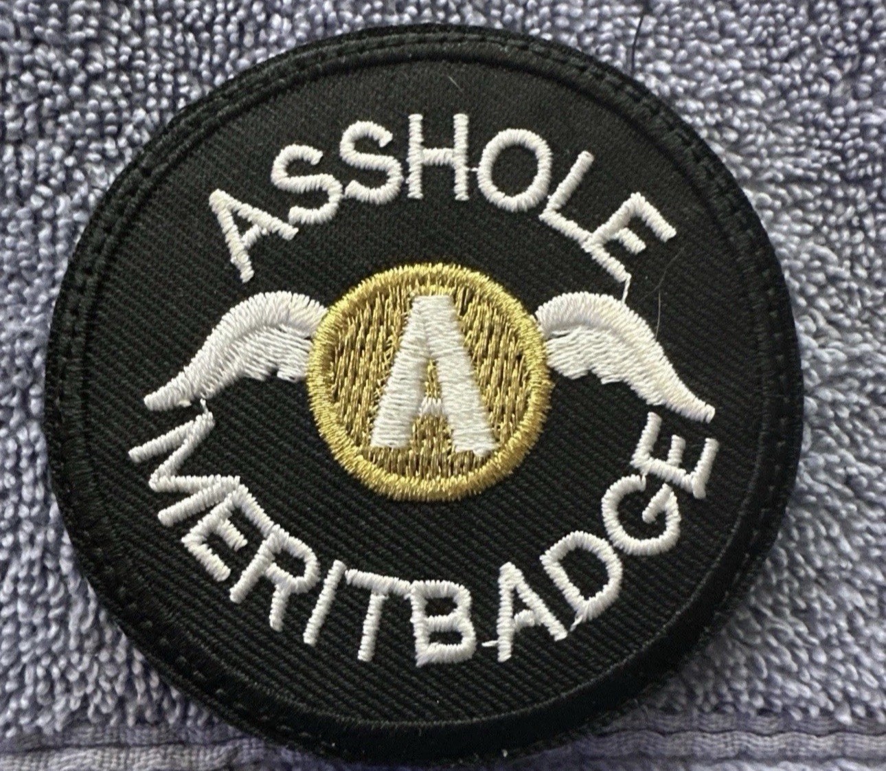 ASS HOLE MERIT BADGE 2x2 Embroidered Morale Patch Hook Backing Brand New