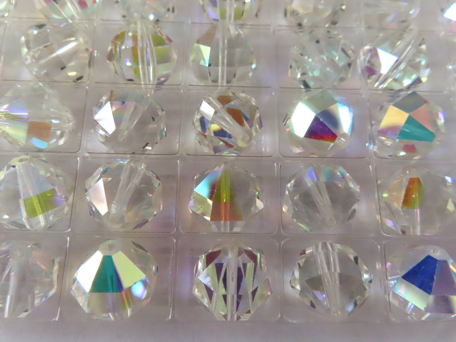 Factory Box 48 Vintage Swarovski Geometric Crystal Beads 12mm Crystal AB. #346 Factory Box 48 Vintage Swarovski Geometric Crystal Beads 12mm Crystal AB. #346