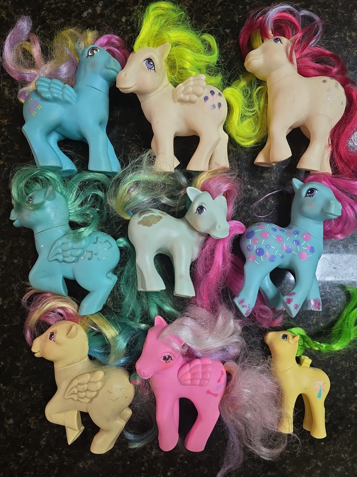 Lot Of 9 Hasbro G1 My Little Pony 1980\'s Locket Sweet Pop Tooth Medley  Surprise