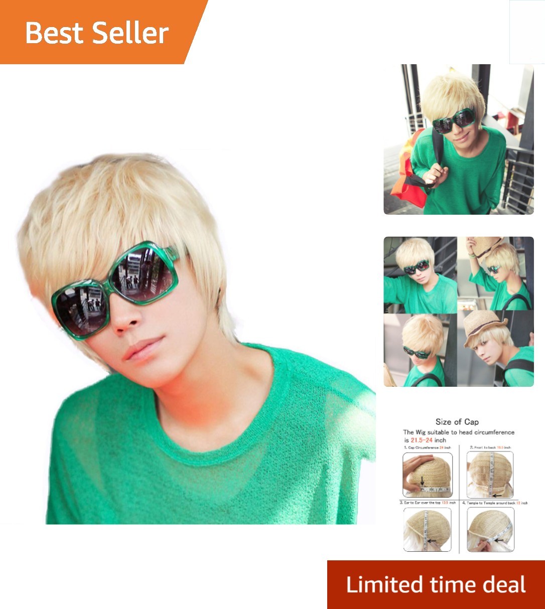 Adjustable Short Blonde Wig for Men - Stylish Synthetic Heat Resistant Hair
