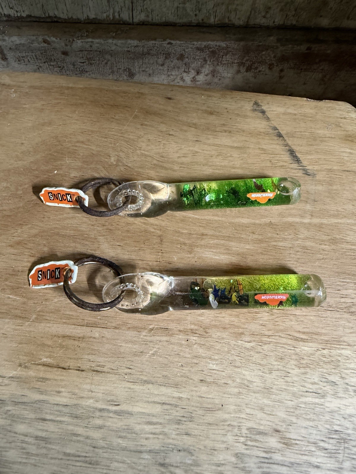 Vintage Nickelodeon Snick Glitter Water Keychains