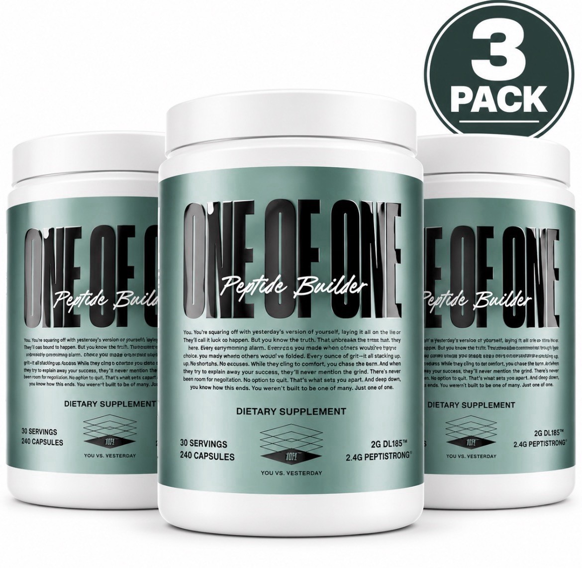 3 Bottles One Of One Peptide Builder With DL185 Peptistrong, 240 Capsules each