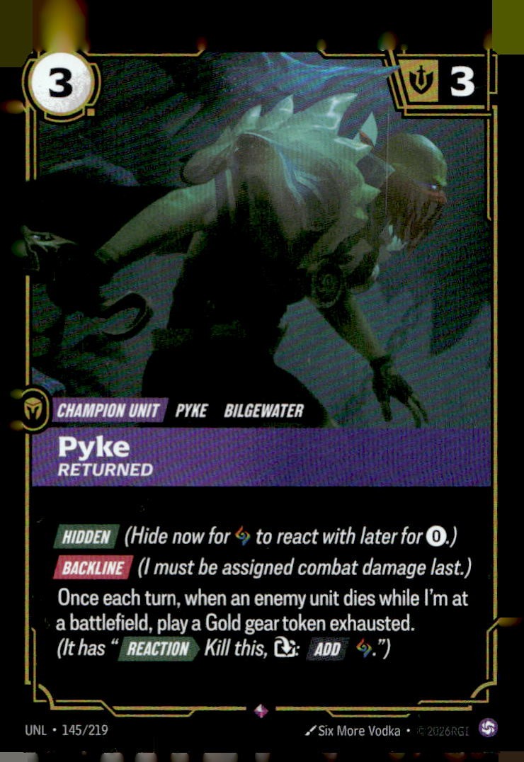 Pyke - Returned 145/219 Rare Unleashed Riftbound Foil Near Mint Pyke - Returned 145/219 Rare Unleashed Riftbound Foil Near Mint