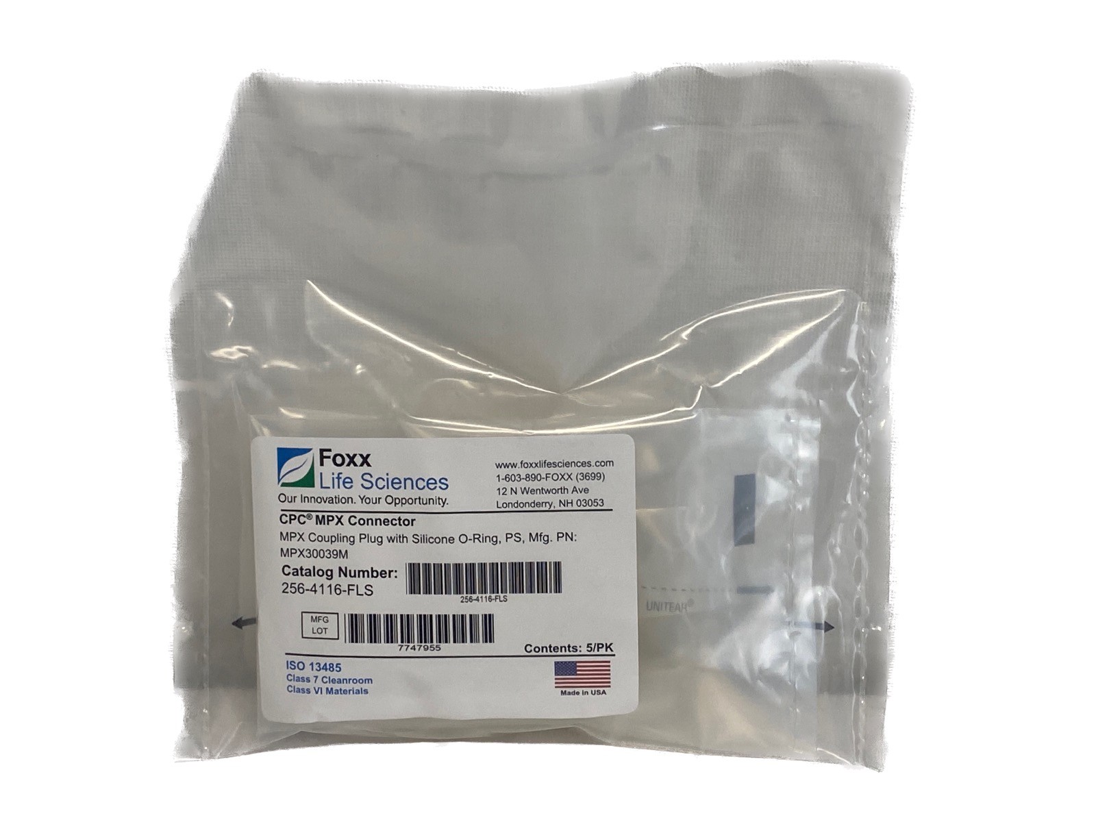 New (5/Pk) FOXX CPC Polystyrene MPX Coupling Plug Connector w/O-Ring MPX30039M