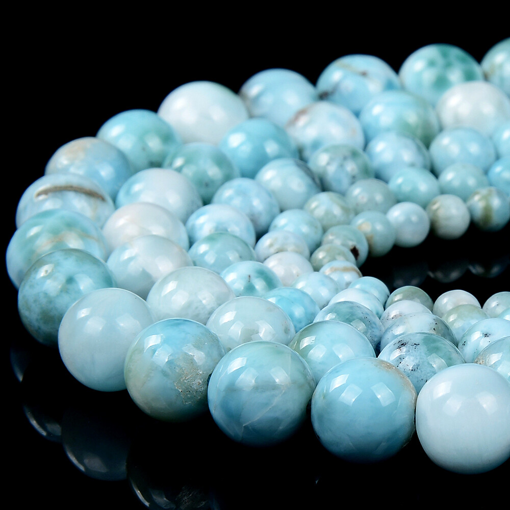 Natural Dominican Larimar Round 5MM 6MM 7MM 8MM 9MM 10MM Loose Beads (D444) Natural Dominican Larimar Round 5MM 6MM 7MM 8MM 9MM 10MM Loose Beads (D444)