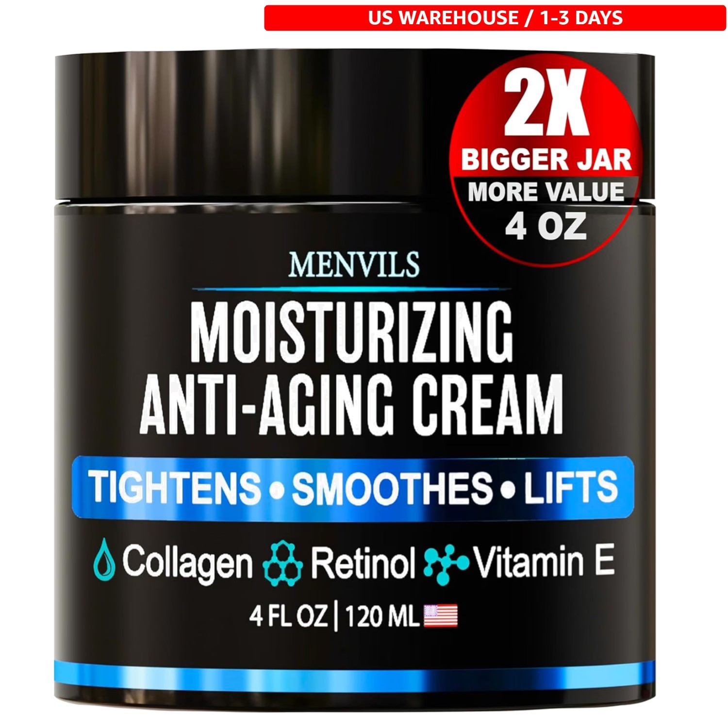 Men\'s Face Moisturizer - Fast-Absorbing Anti-Aging Cream, 4 oz