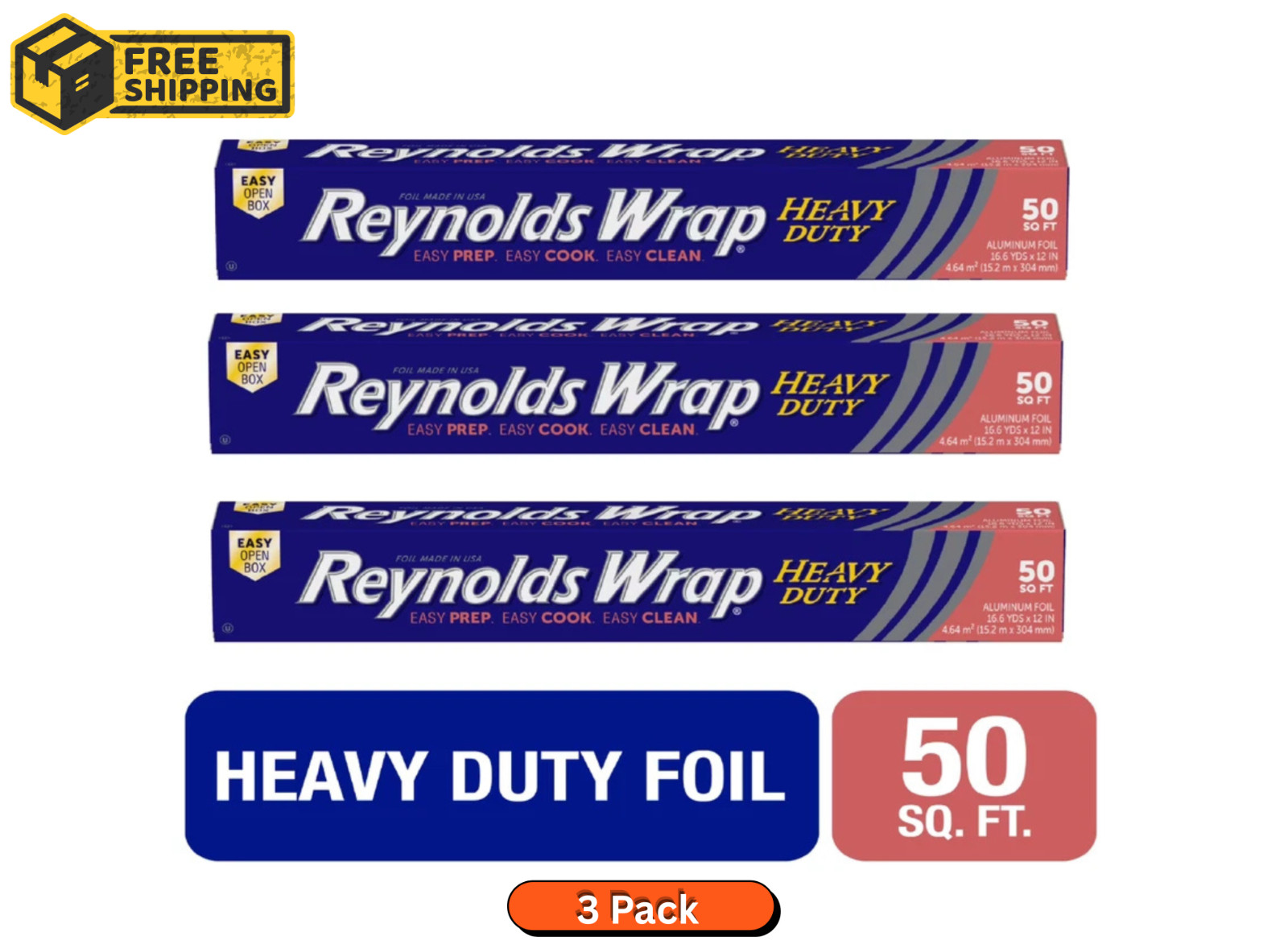 ( 3 PACK) Reynolds Wrap Heavy Duty Aluminum Foil, 12 Inch Wide, 50 Sq. Ft. ( 3 PACK) Reynolds Wrap Heavy Duty Aluminum Foil, 12 Inch Wide, 50 Sq. Ft.