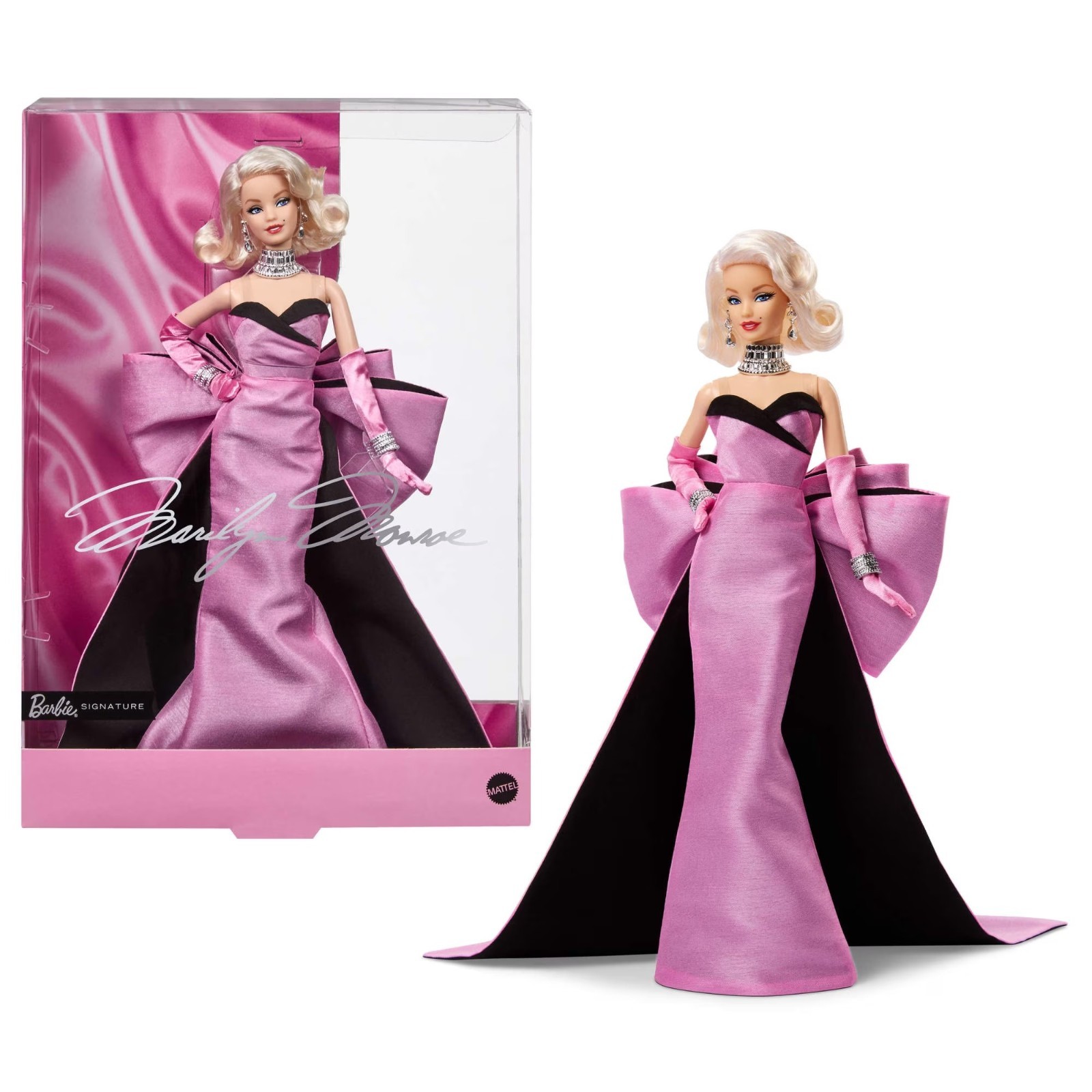 Barbie Signature Marilyn Monroe Collectible Doll Pink Dress Diamonds Jewelry
