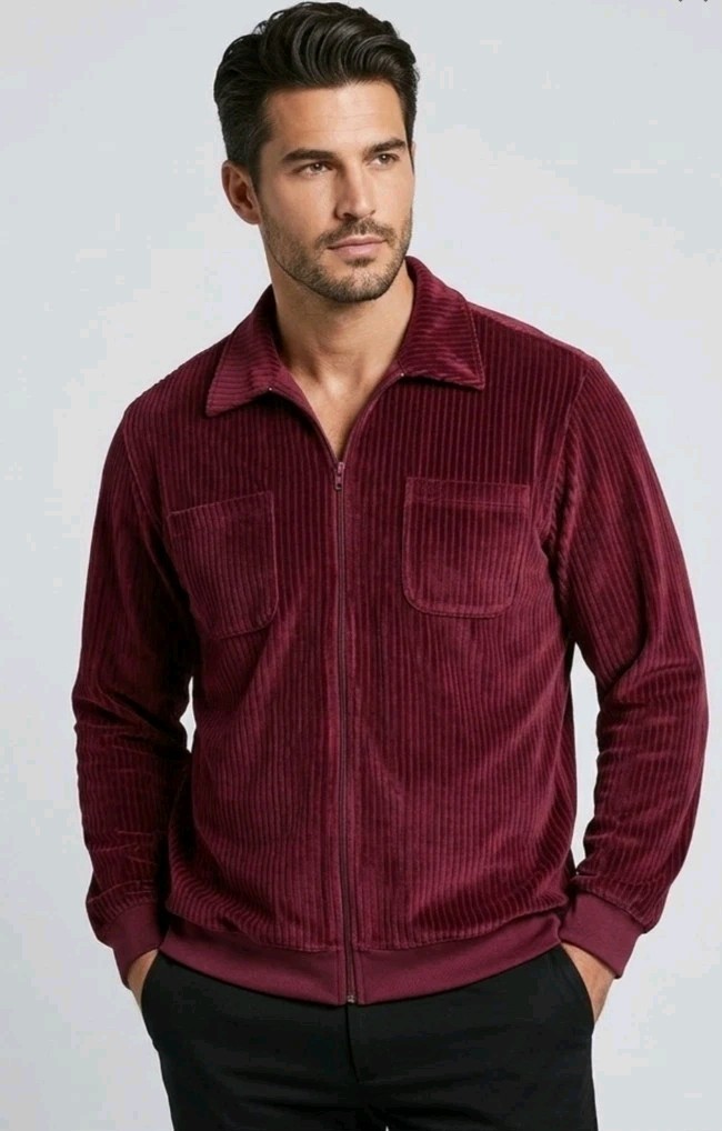 Vintage Haband Velour Shirt Full Zip Track Jacket Maroon Burgundy Ribbed Retro L Vintage Haband Velour Shirt Full Zip Track Jacket Maroon Burgundy Ribbed Retro L