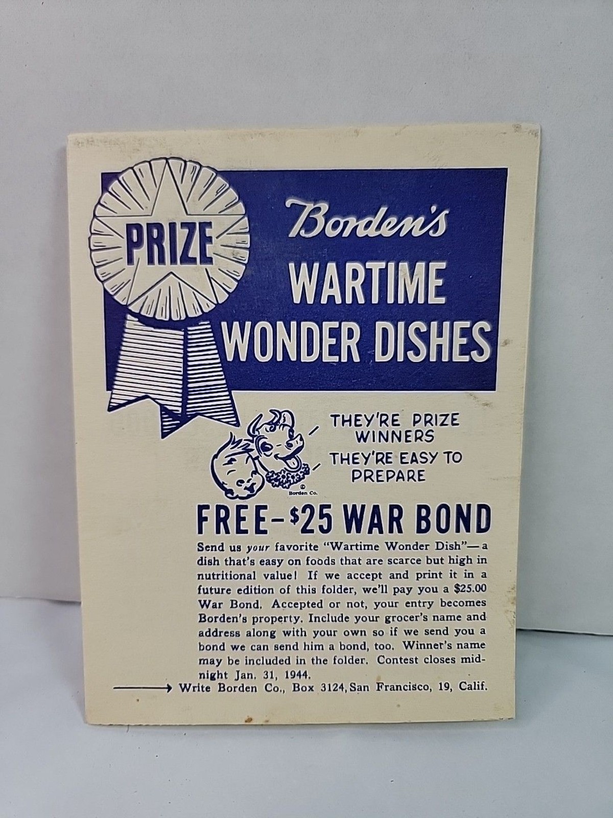 Vintage 1944 Borden’s Wartime Wonder Dishes Recipe Booklet WWII War Bond... Vintage 1944 Borden’s Wartime Wonder Dishes Recipe Booklet WWII War Bond...