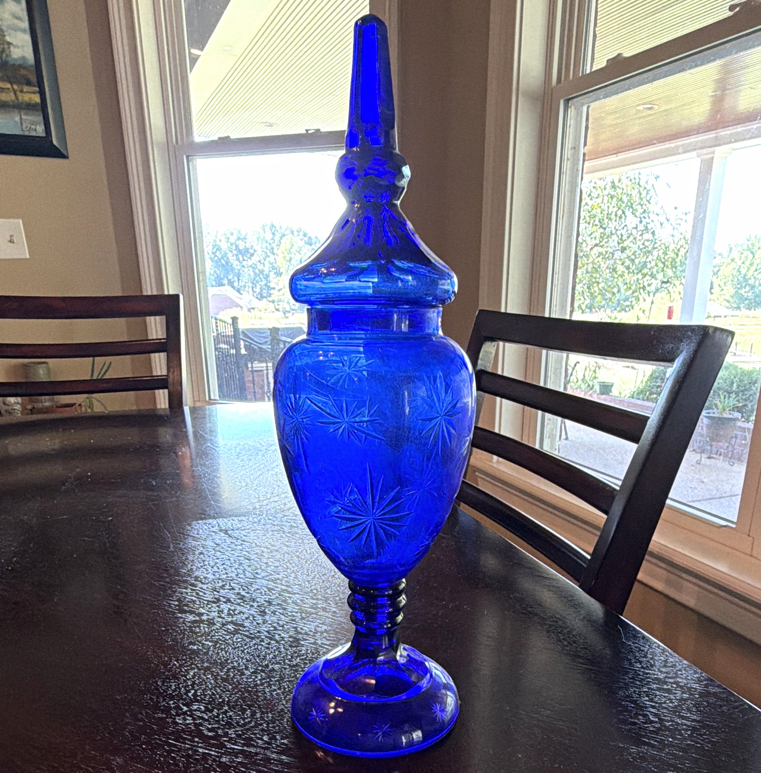 Vintage Cobalt Blue Apothecary Jar 13 Inches