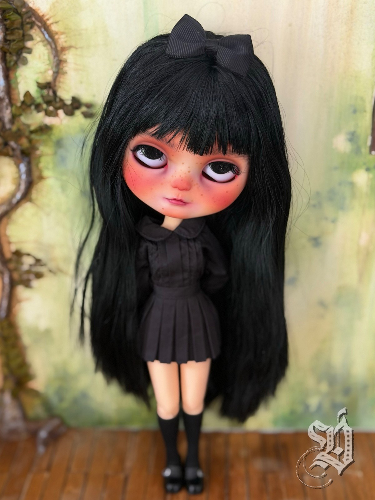 OOAK Blythe Custom Doll By Amber Carr Dollinquent Sad Eyes Girl Icy