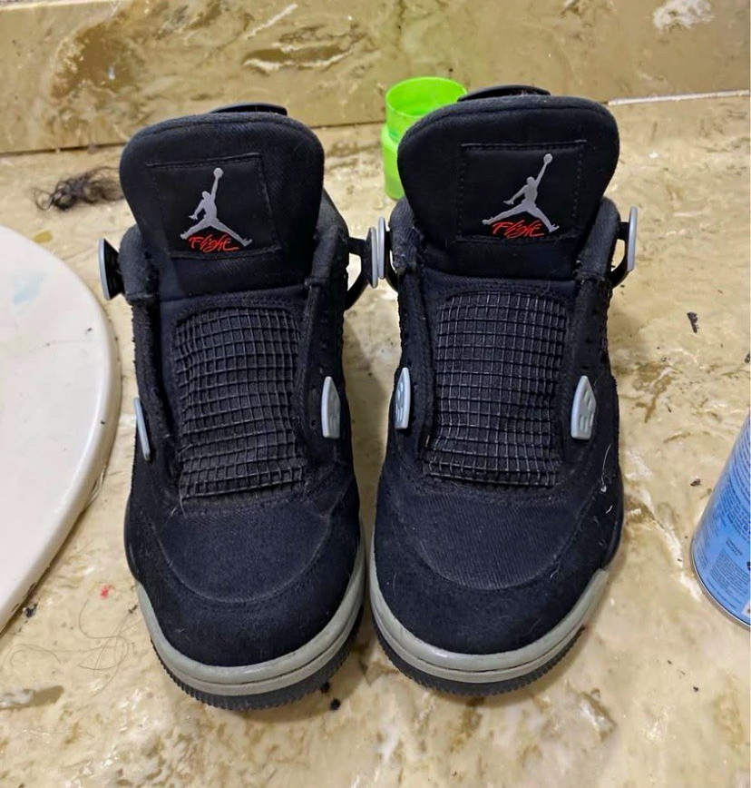 Jordan Air Jordan 4 Men\'s Mid Top Lace-Up Sneakers Black/Gray Athletic