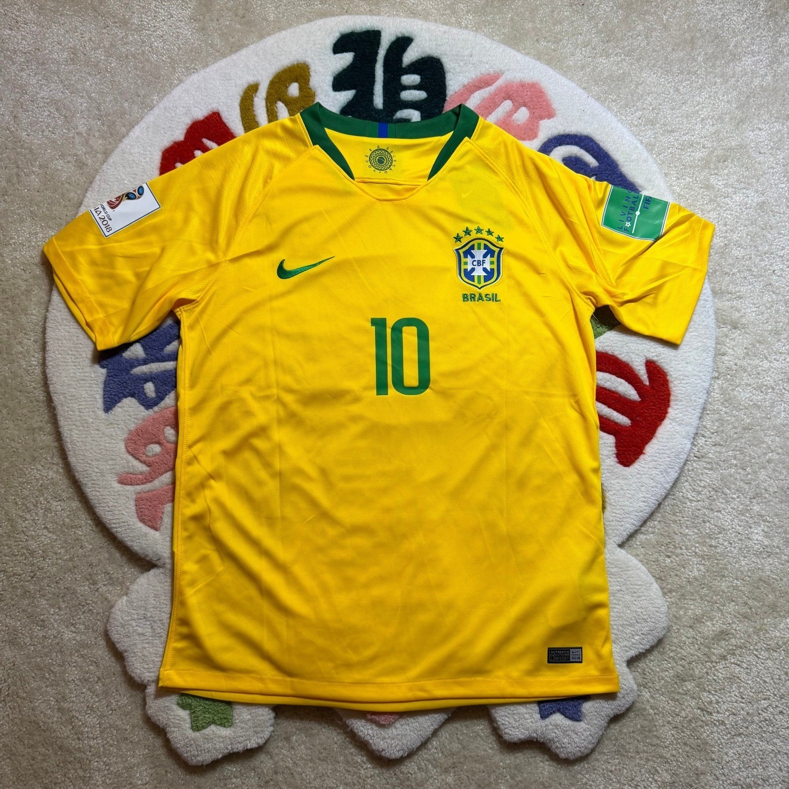 Nike Brazil Neymar Jr 10 Jersey 2018 World Cup Yellow Mens Size Medium