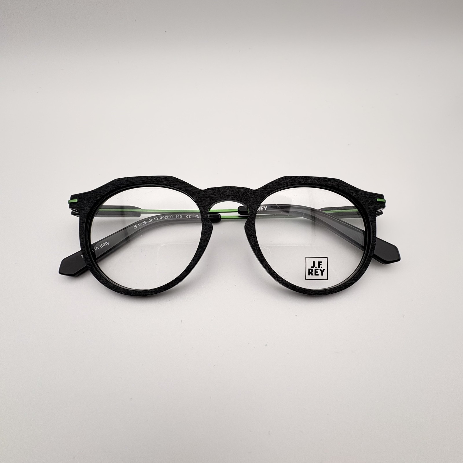 J.F. REY JF1539 0040 Matte Black & Forest Green Square Eyeglasses 49mm NEW