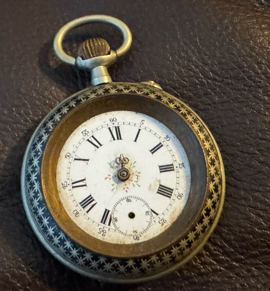 Rare Antique Diogene Silver Tone 44mm Pocket Watch For parts Or Repair