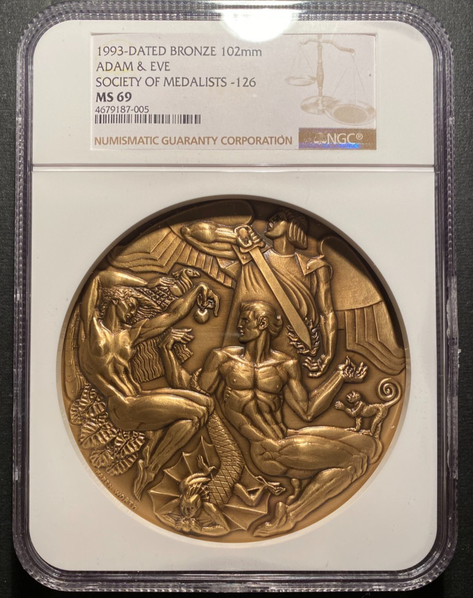 Society of Medalists Bronze Medal 1993 #126 Adam & Eve K. Worth NGC MS69 Scarce