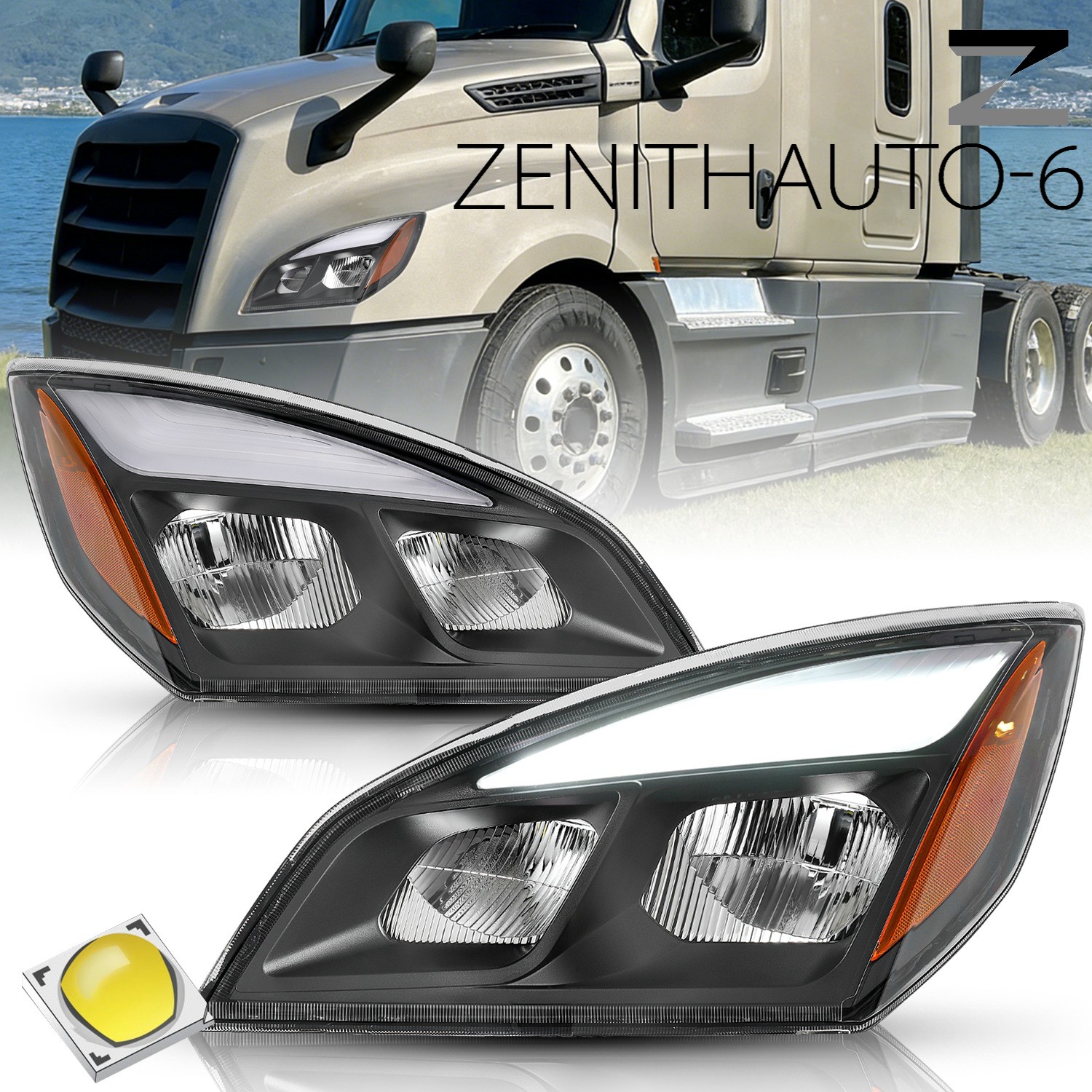 For 2018-2024 Freightliner Cascadia [Full LED] Headlight Headlamp Left/Right