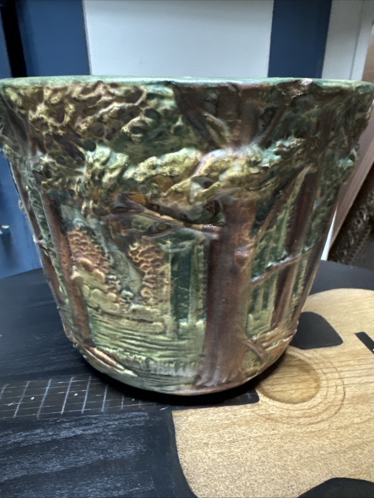 WELLER Forest  Woodcraft Forest Large Planter Jardinere 1920s original