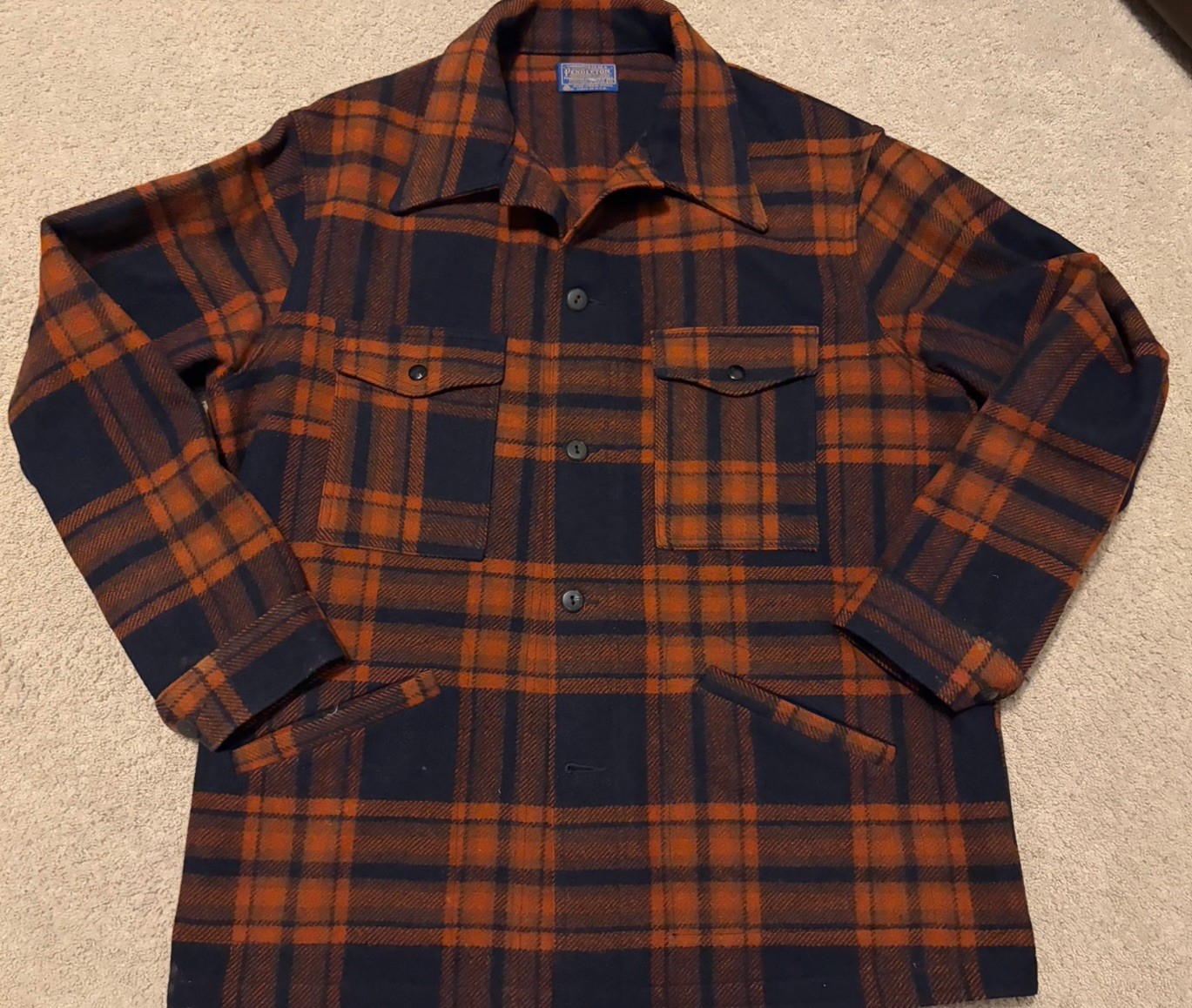 Vintage PENDLETON Plaid Wool FIELD JACKET Coat Mens XL Filson RRL 70s Flaws