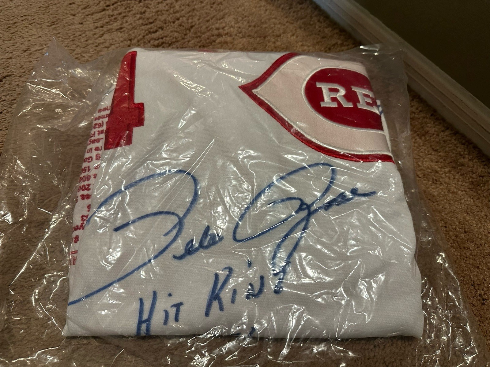 Pete Rose Signed Cincinnati Reds Custom Stat Jersey XL Hit King 4256