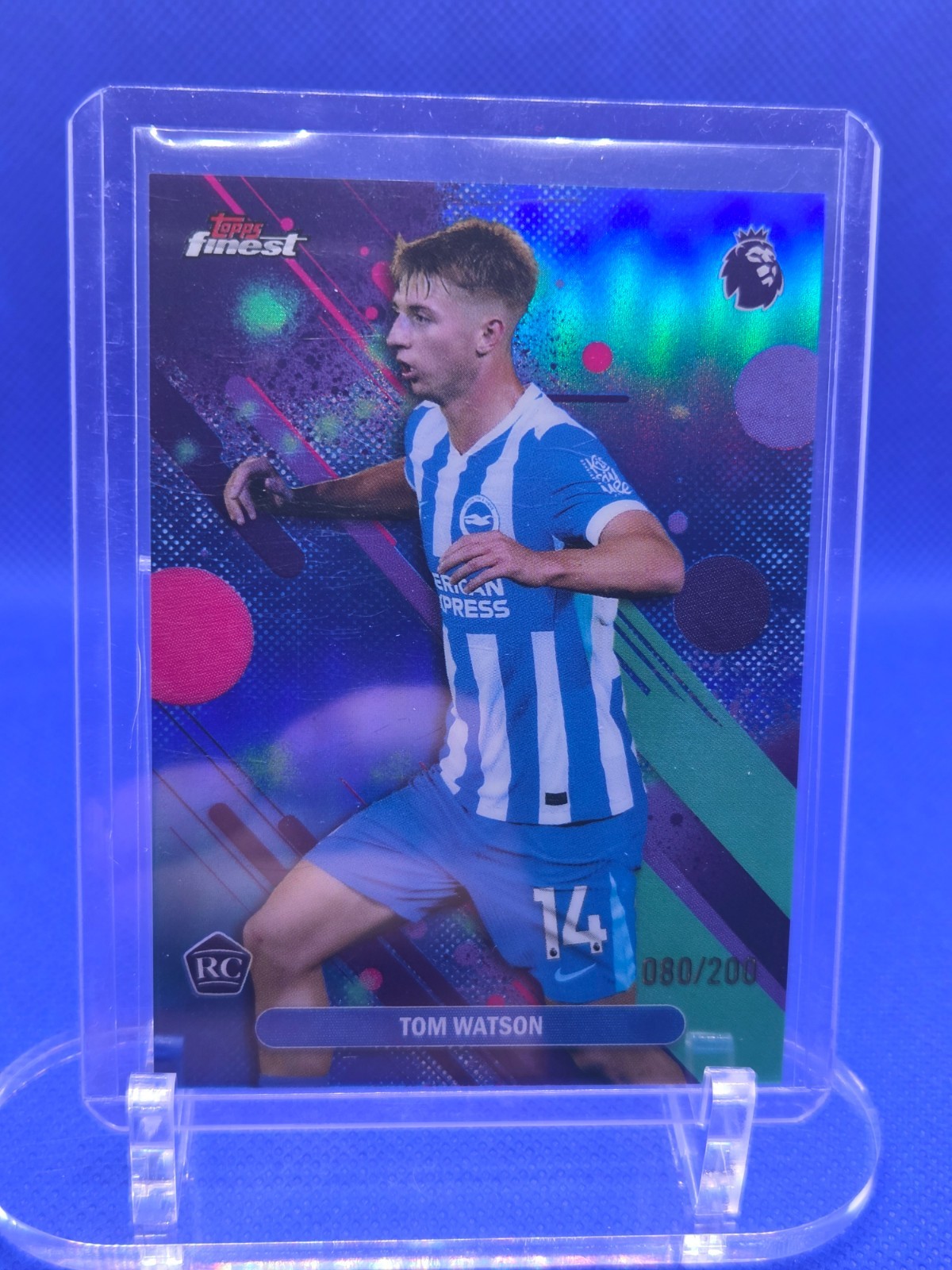 2025-26 Topps Finest EPL #16 Tom Watson Blue Refractor /200 RC Brighton 2025-26 Topps Finest EPL #16 Tom Watson Blue Refractor /200 RC Brighton