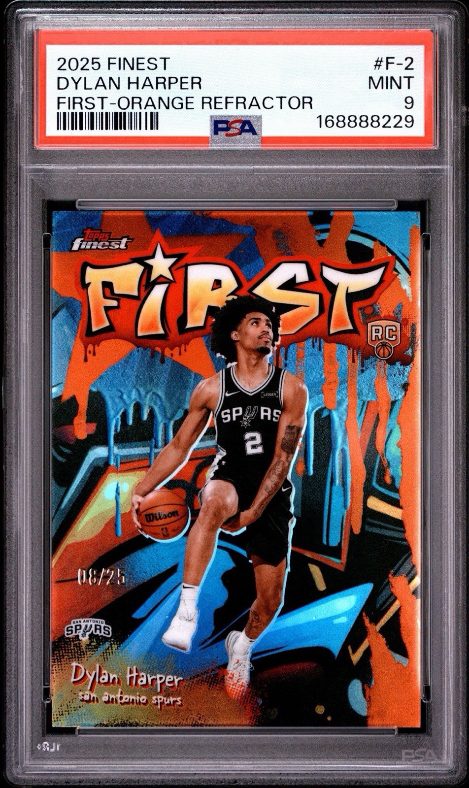 Topps 2025 Finest Dylan Harper First #F-2 Orange Refractor /25 PSA 9 Spurs Topps 2025 Finest Dylan Harper First #F-2 Orange Refractor /25 PSA 9 Spurs