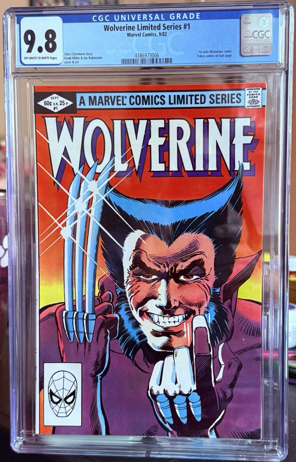 Wolverine Limited Series #1, CGC 9.8, White Pages, Frank Miller, 1982 Wolverine Limited Series #1, CGC 9.8, White Pages, Frank Miller, 1982
