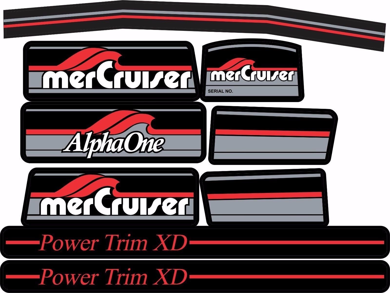 FITS MERCRUISER COMPLETE RED ALPHA ONE GEN 1 GRAY RAMS STICKER SET 37-13682A90