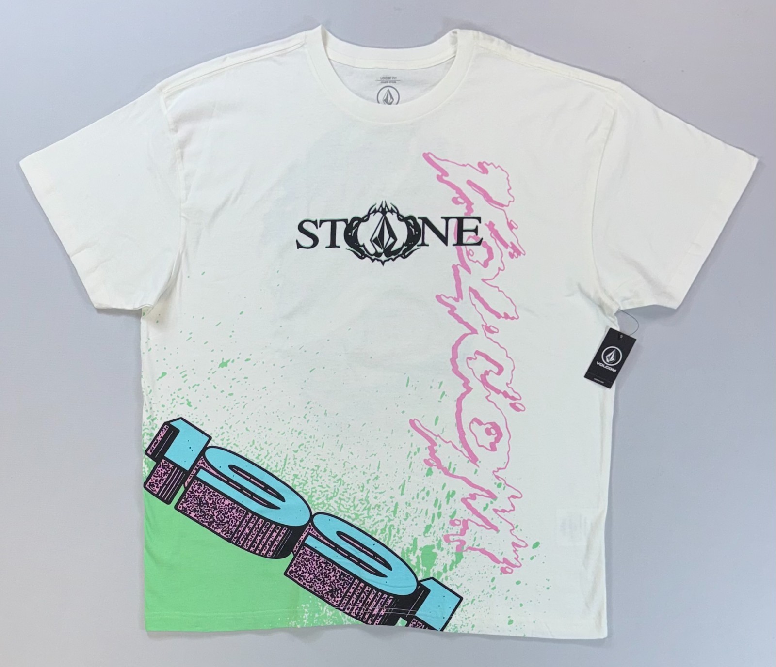 Men\'s Volcom Stone Loose Fit 100% Cotton T-shirt  Surf 1991