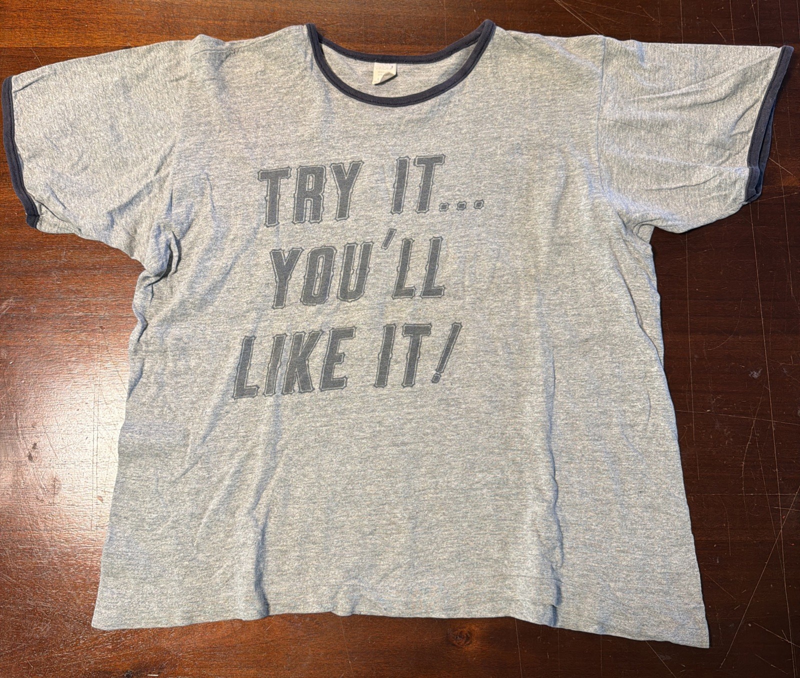 Vintage 60s Water Print T Shirt Risqué Try It Like It Size Large Lewd Ringer Vintage 60s Water Print T Shirt Risqué Try It Like It Size Large Lewd Ringer